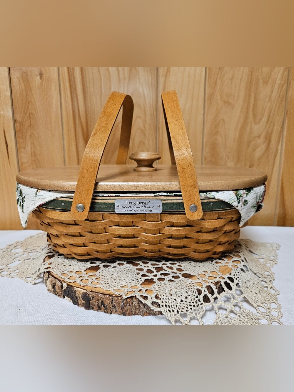 Longaberger Natures Garland 2006 Basket 4PC SET Holly & Berries